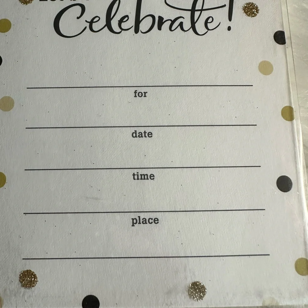 🩵5/$8 Gold and Black Celebration Invitation Cards